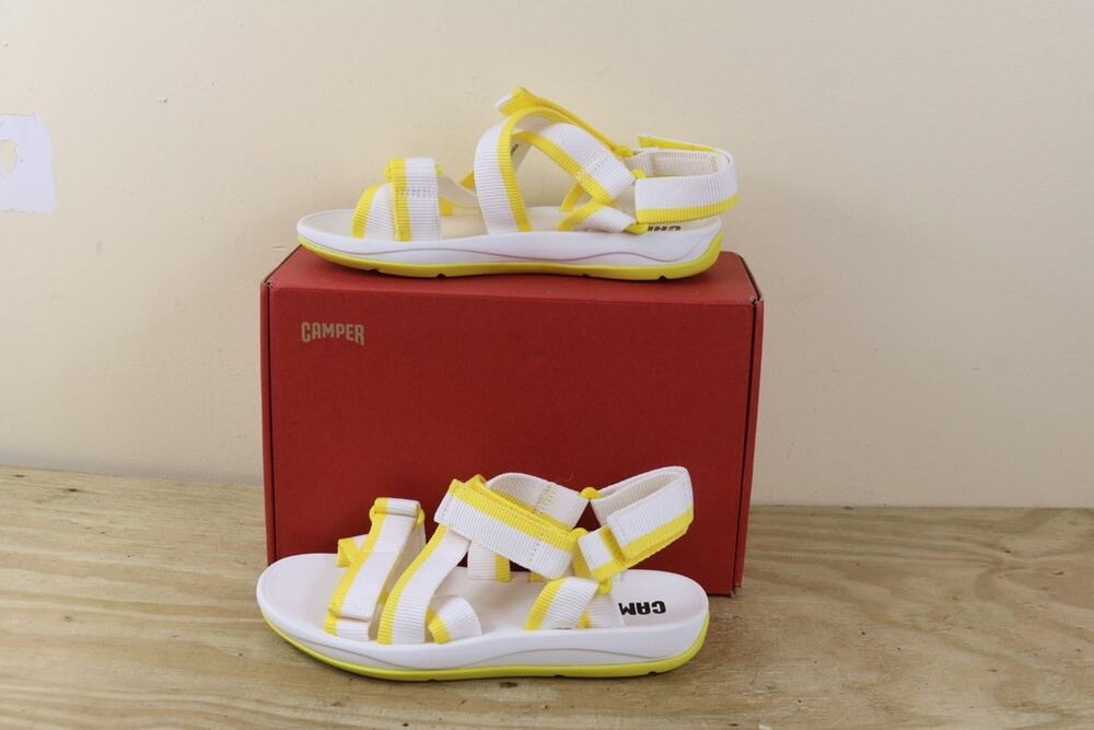 New Camper Sandals Womens 8 Yellow White Stirpes Match 38 Shoes